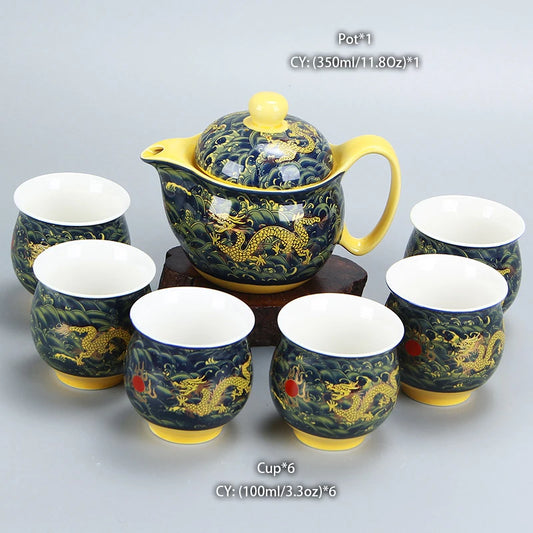 Freeson Chinese Elegance Ceramic Gongfu Cha Tea Set