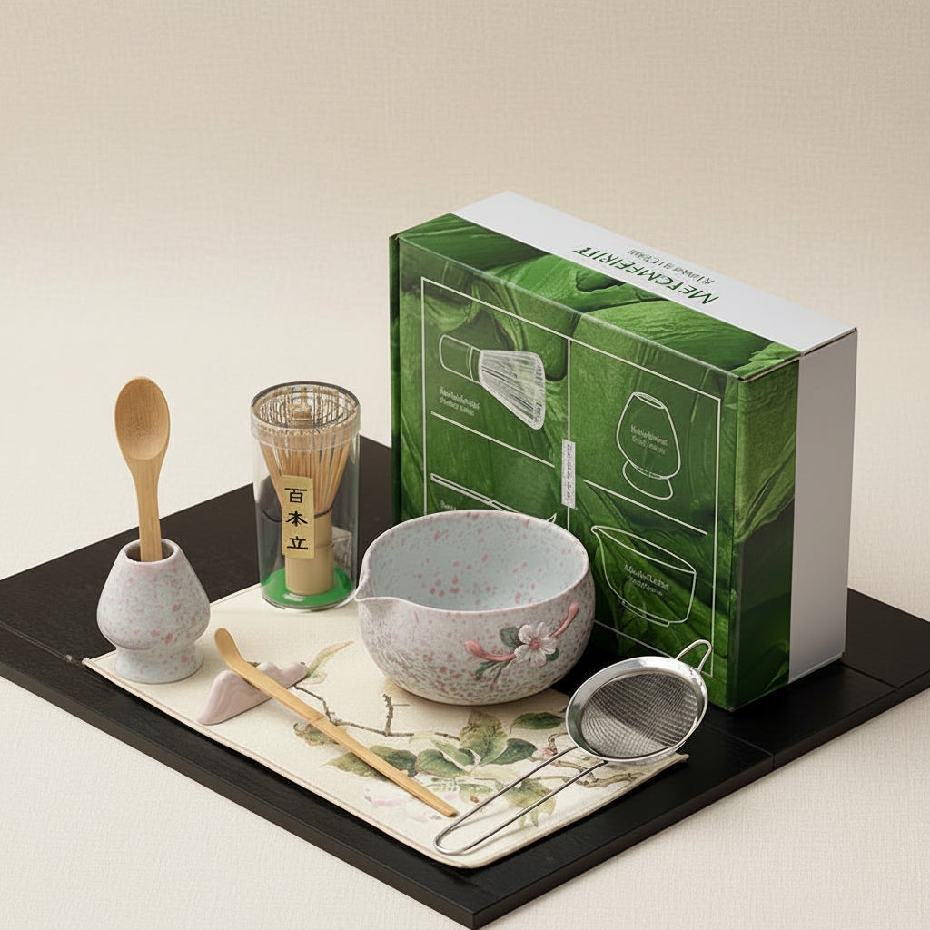 peach blossom pink color Match Tea-making set with a green box 