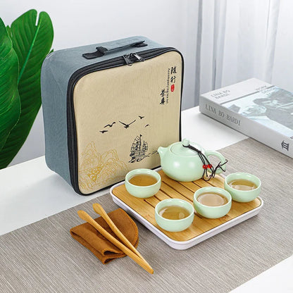 Chinese Ceramic Tea Travel Set