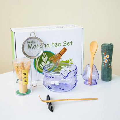 Pink & Purple Glass Matcha Bowl Set