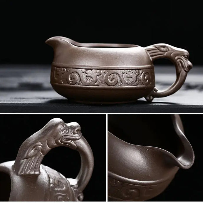 Relief Etch Ceramic Lazy Man Automatic Tea Set