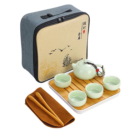 Chinese Ceramic Tea Travel Set