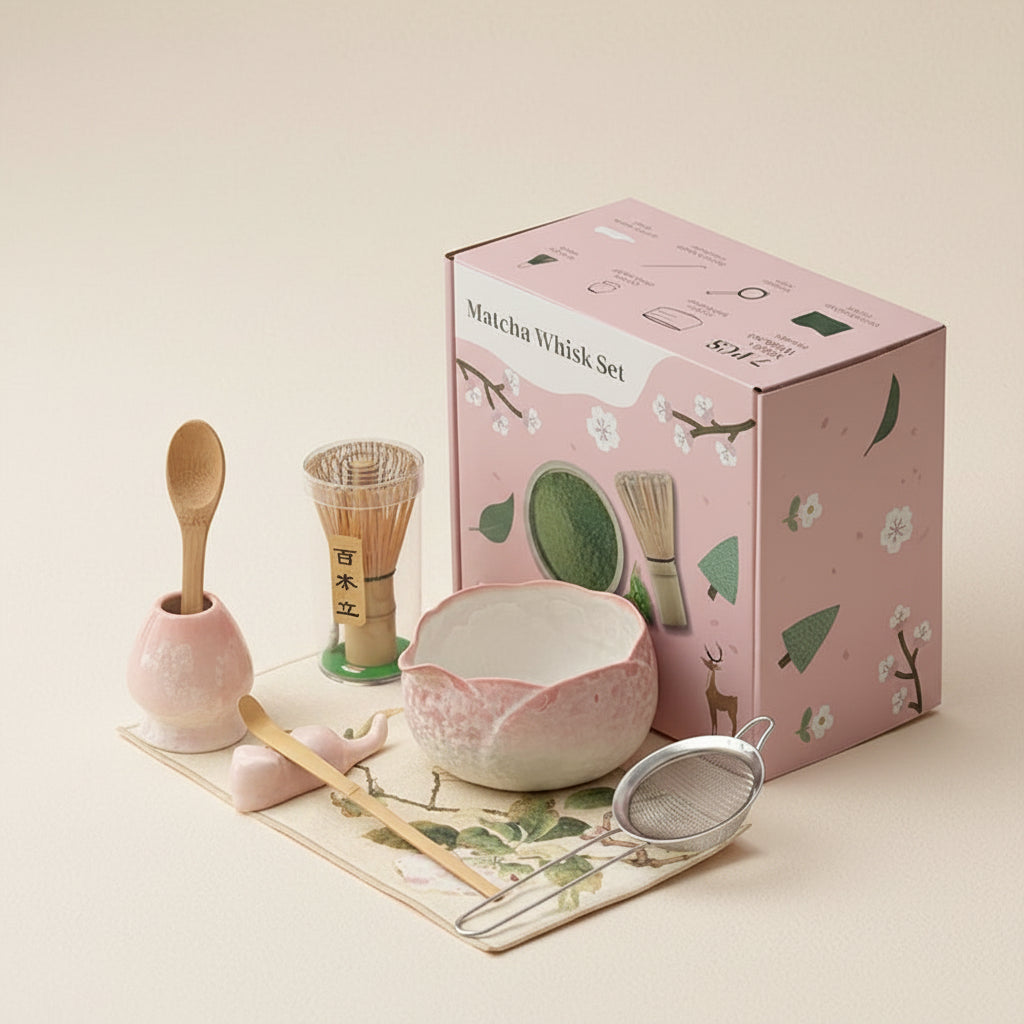 Crystal Ice Flower Matcha Set - Pink Sakura Frost