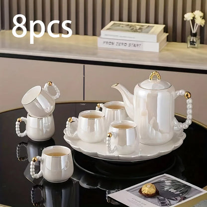 Opaline Royale Pearl Porcelain Tea Set