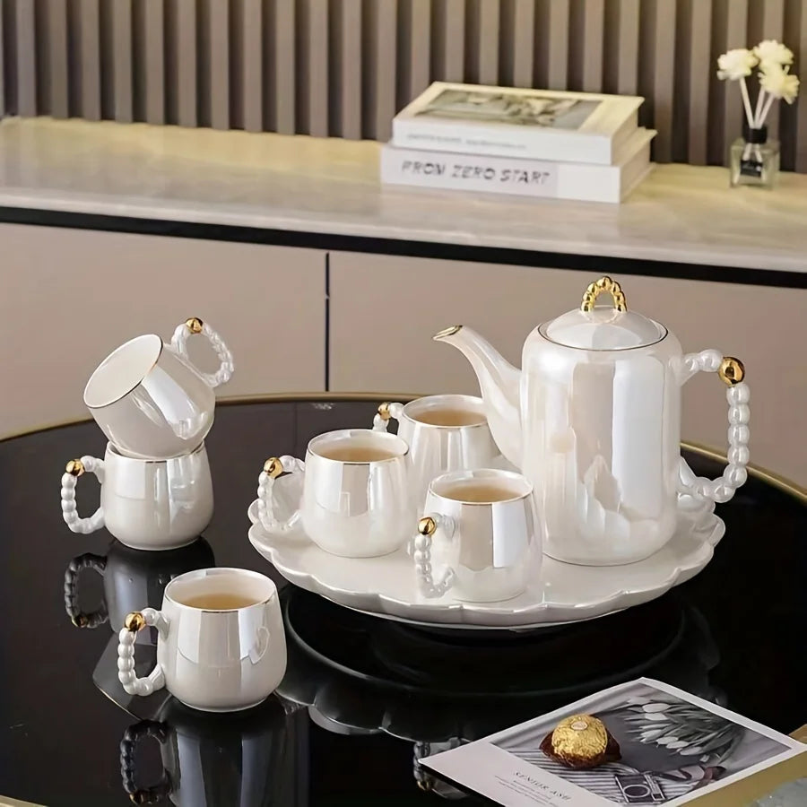 Opaline Royale Pearl Porcelain Tea Set