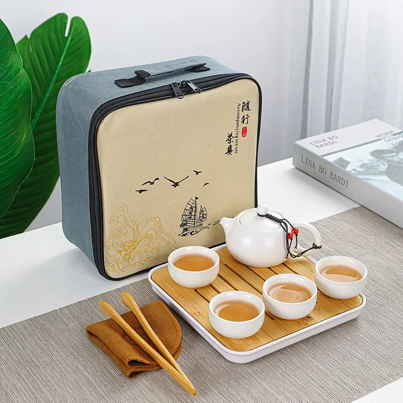 Chinese Ceramic Tea Travel Set