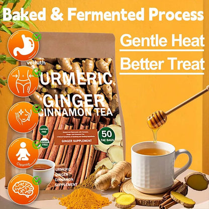 Turmeric Ginger Cinnamon Tea – Natural Herbal Blend | Caffeine-Free Wellness Tea