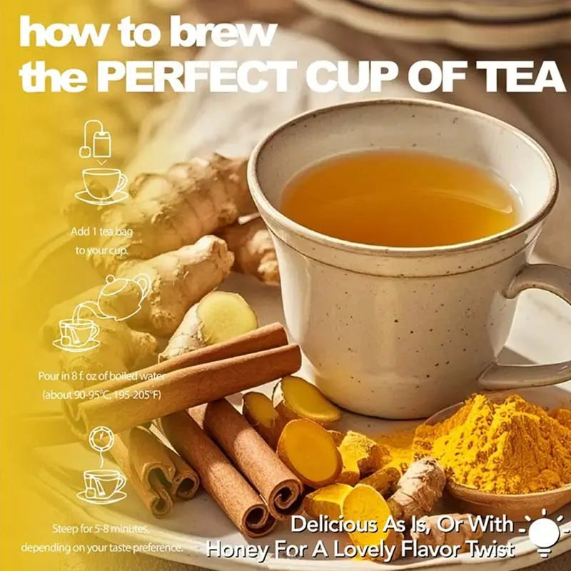 Turmeric Ginger Cinnamon Tea – Natural Herbal Blend | Caffeine-Free Wellness Tea