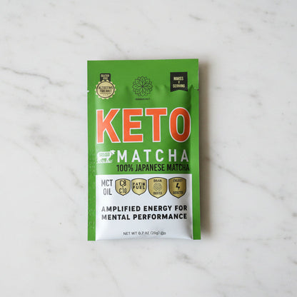 Keto Matcha package on a marble surface